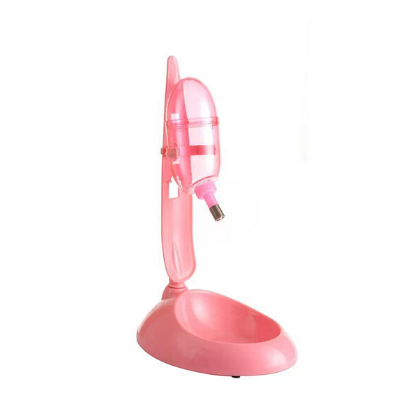 Dog Cat Guinea Pig Water Food Feeder Rabbit Bowl Dispenser Bottle-Pink