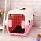 Medium Portable Plastic Dog Cat Pet Pets Carrier Travel Cage With Tray-Pink