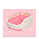 Medium Portable Cat Toilet Litter Box Tray with Scoop and Grid Tray-Pink