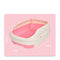 Medium Portable Cat Toilet Litter Box Tray with Scoop and Grid Tray-Pink