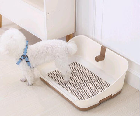 Medium Portable Dog Potty Training Tray Pet Puppy Toilet Trays Loo Pad Mat With Wall Brown