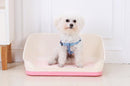 Medium Portable Dog Potty Training Tray Pet Puppy Toilet Trays Loo Pad Mat With Wall Pink