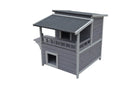 2 Story Cat Shelter Condo with Escape Door Rainproof Kitty House