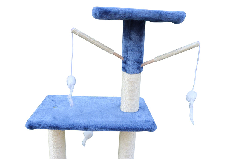 138cm Cat Scratching Post Tree Post House Tower with Ladder-Blue