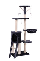 138cm Cat Scratching Post Tree Post House Tower with Ladder-Grey