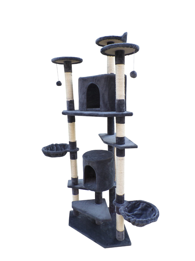 200 cm Cat Scratching Post Tree Scratcher Corner Tower Furniture- Grey