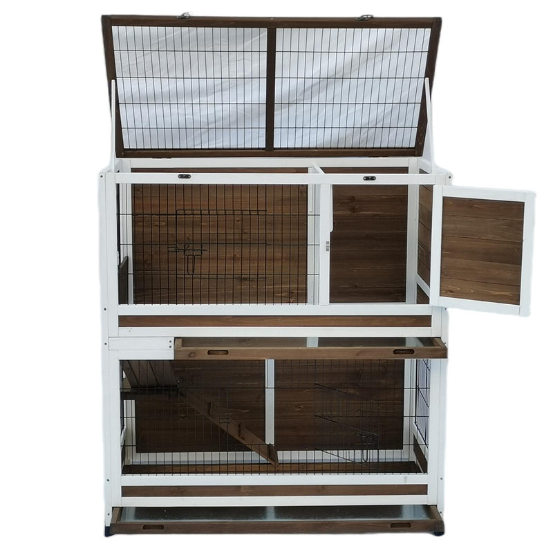 YES4PETS 118 cm XL Double Storey Rabbit Hutch Guinea Pig Cat Cage , Ferret cage Cat W Pull Out Tray
