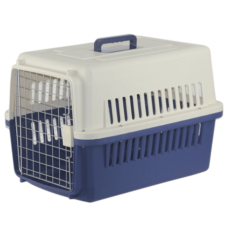 New Medium Dog Cat Rabbit Crate Pet Airline Carrier Cage With Bowl & Tray Dark Blue