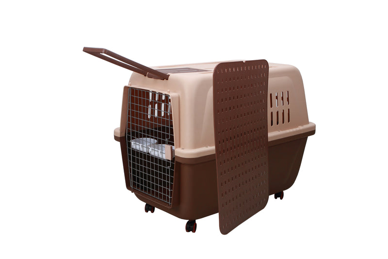 Large Plastic Kennels Pet Carrier Dog Cat Cage Crate With Handle and Wheel