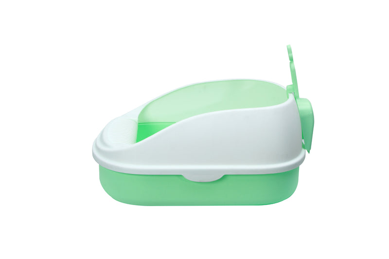Medium Portable Cat Toilet Litter Box Tray with Scoop Green