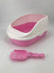 Large Portable Cat Toilet Litter Box Tray House with Scoop Pink