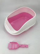 Large Portable Cat Toilet Litter Box Tray House with Scoop Pink