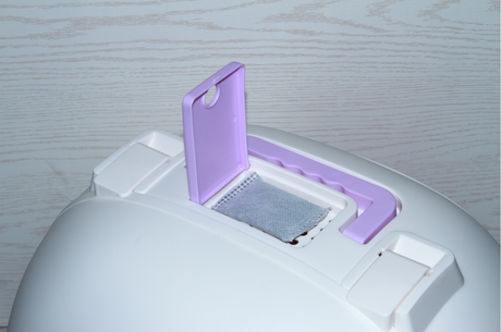 Portable Hooded Cat Toilet Litter Box Tray House with Handle, Scoop and Charcoal Filter Purple