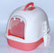 Portable Hooded Cat Toilet Litter Box Tray House with Handle and Scoop Red