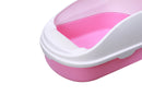 Large Portable Cat Toilet Litter Box Tray with Scoop and Grid Tray Pink