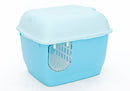 XL Portable Hooded Cat Toilet Litter Box Tray House with Handle and Scoop Blue