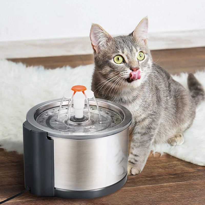 Automatic Electric Pet Water Fountain Dog Cat Stainless Steel Feeder Bowl Dispenser