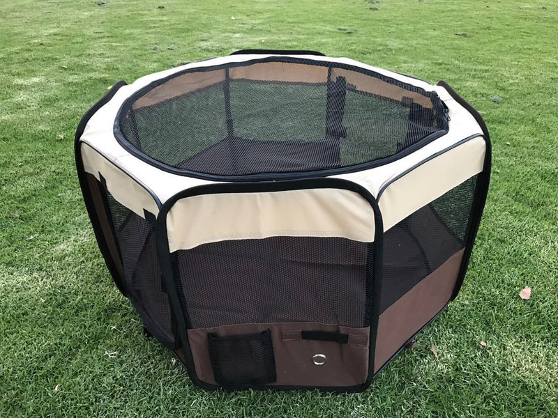 YES4PETS Medium Brown Pet Dog Cat Puppy Rabbit Tent Soft Playpen
