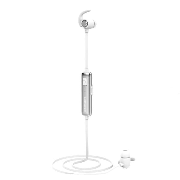 Simplecom BH310 Metal In-Ear Sports Bluetooth Stereo Headphones White