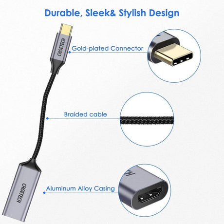 CHOETECH HUB-H10 USB-C To HDMI Braided Cable Adapter