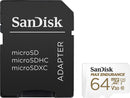 Sandisk Max Endurance Microsdxc Card SQQVR 64G (30 000 HRS) UHS-I C10 U3 V30 100MB/S R 40MB/S W SD Adaptor SDSQQVR-064G-GN6IA