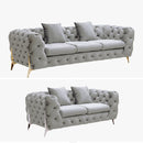 Grand Tufted Lounge - Light Grey Velvet - Silver Legs