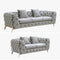 Grand Tufted Lounge - Light Grey Velvet - Silver Legs