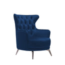 Grand Tufted Lounge - Blue Velvet - Silver Legs