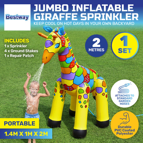 Bestway Inflatable Giraffe Sprinkler Jumbo Sized Brightly Coloured 2m