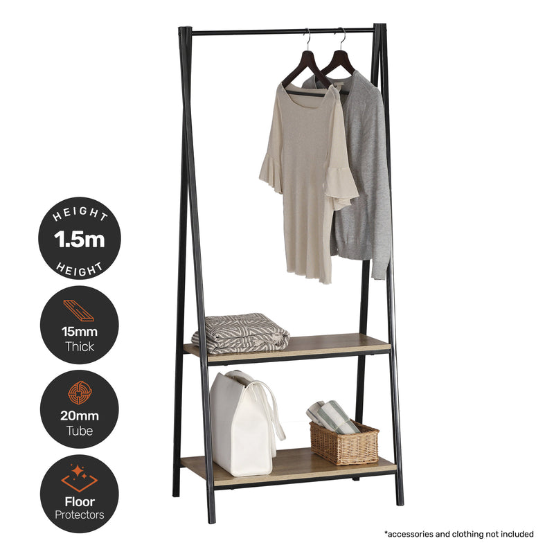 Home Master Garment Rack &amp; Shelving 2 Tier Sleek Stylish Modern Design 1.5m