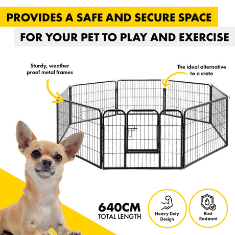 Pet Basic 8 Panel Pet Playpen Exercise Enclosure Cage Puppy Dog 80cm x 60cm