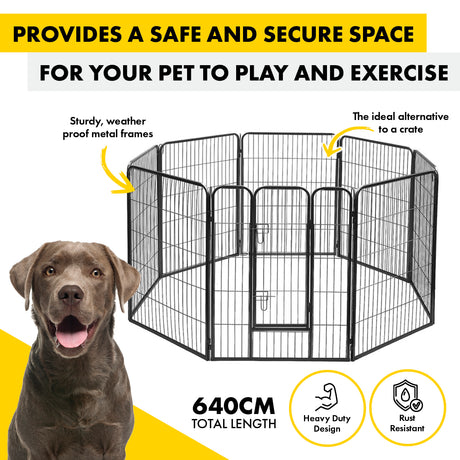 Pet Basic 8 Panel Pet Playpen Exercise Enclosure Cage Puppy Dog 80cm x 100cm