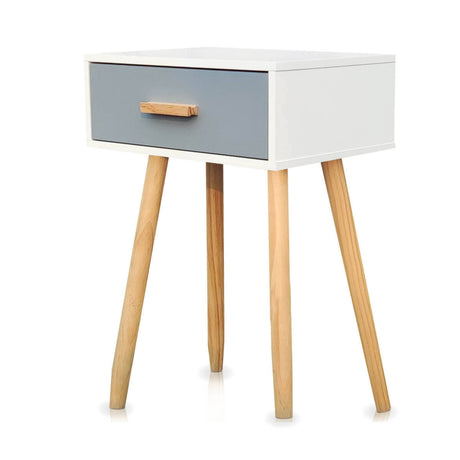 Home Master 1 Drawer Side Table Sleek Modern & Stylish Neutral Design 61cm