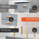 Home Master 2 Drawer Side Table Sleek Modern &amp; Stylish Neutral Design 61cm