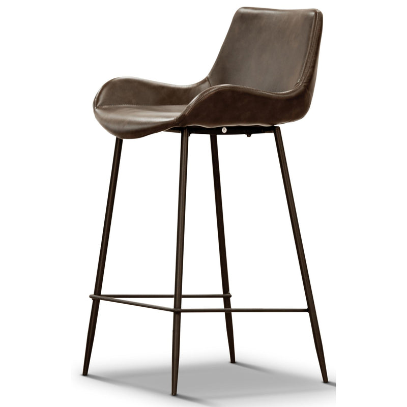 Brando  Set of 2 PU Leather Upholstered Bar Chair Metal Leg Stool - Brown
