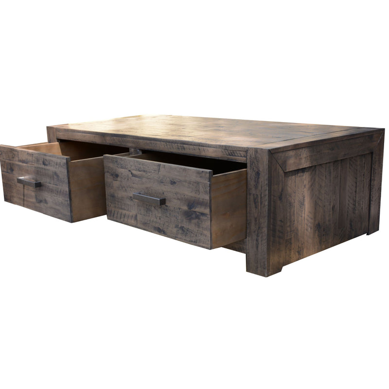 Catmint Coffee Table 127cm 2 Drawer Solid Acacia Wood - Stone Grey