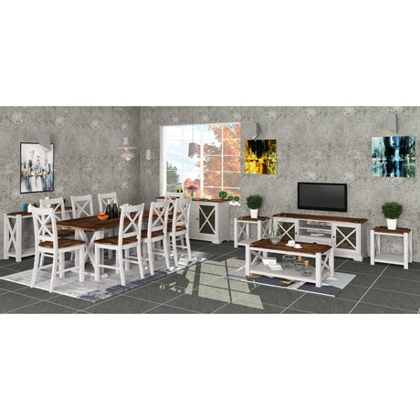 Erica 7pc Dining Set 200cm Table 6 Chair Solid Acacia Wood Timber Brown White