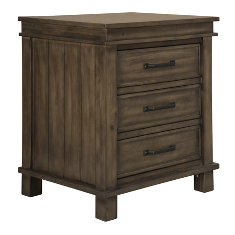 Lily Bedside Tables 3 Drawers Storage Cabinet Shelf Side End Table - Rustic Grey