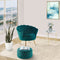 Bloomer Velvet Fabric Accent Sofa Love Chair Round Ottoman Set - Green
