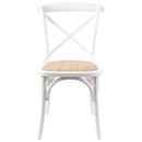 Aster Crossback Dining Chair Set of 6 Solid Birch Timber Wood Ratan Seat - White