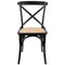 Aster Crossback Dining Chair Set of 6 Solid Birch Timber Wood Ratan Seat - Black
