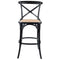 Aster 2pc Crossback Bar Stools Dining Chair Solid Birch Timber Rattan Seat Black