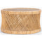 Freesia 80cm Round Coffee Table Mango Wood Top Rattan Frame - Natural