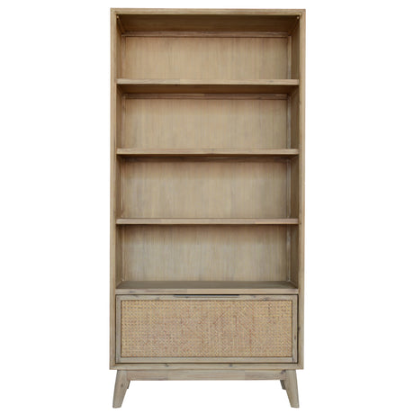 Grevillea Bookshelf Bookcase 4 Tier Drawers Solid Acacia Timber Wood - Brown
