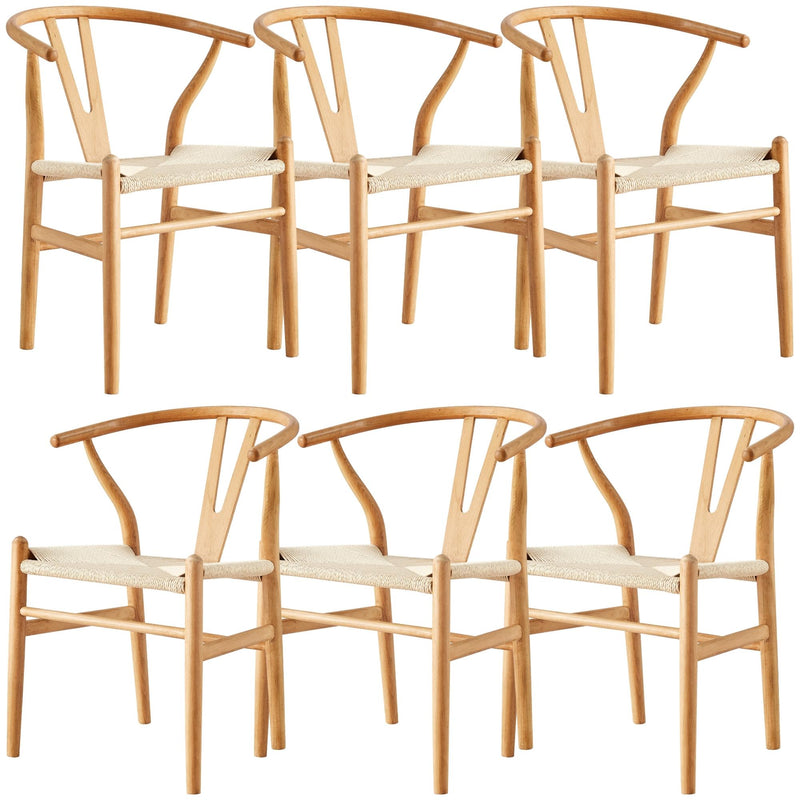 Anemone  Set of 6 Wishbone Dining Chair Beech Timber Replica Hans Wenger Natural