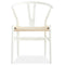 Anemone  Set of 8 Wishbone Dining Chair Beech Timber Replica Hans Wenger - White