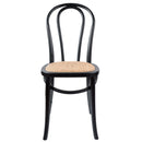 Azalea Arched Back Dining Chair 6 Set Solid Elm Timber Wood Rattan Seat - Black