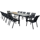 Iberia 13pc 230-345cm Aluminium Outdoor Extensible Dining Table Chair Charcoal