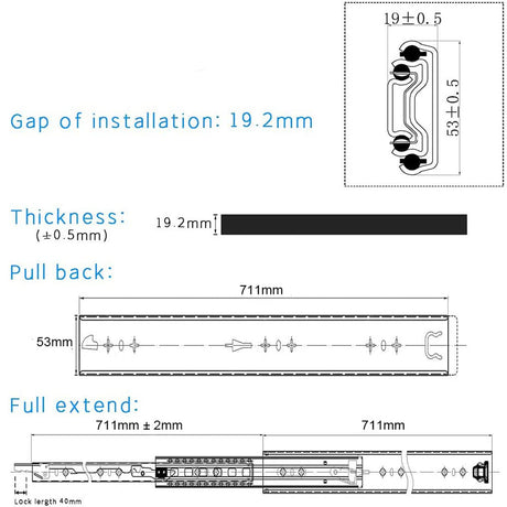 28in Pair 150KG Heavy Duty Drawer Slides Rails Runners Locking Ball Bearing