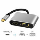 USB Type C to HDMI 4K VGA Adapter For Macbook Chromebook Pixel XPS 13 iPad Pro